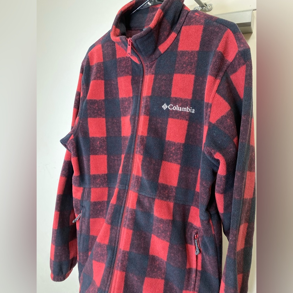 Columbia Steens Mountain Fleece Full Zip Men's Jacket M Red Flannel Lumberjack
